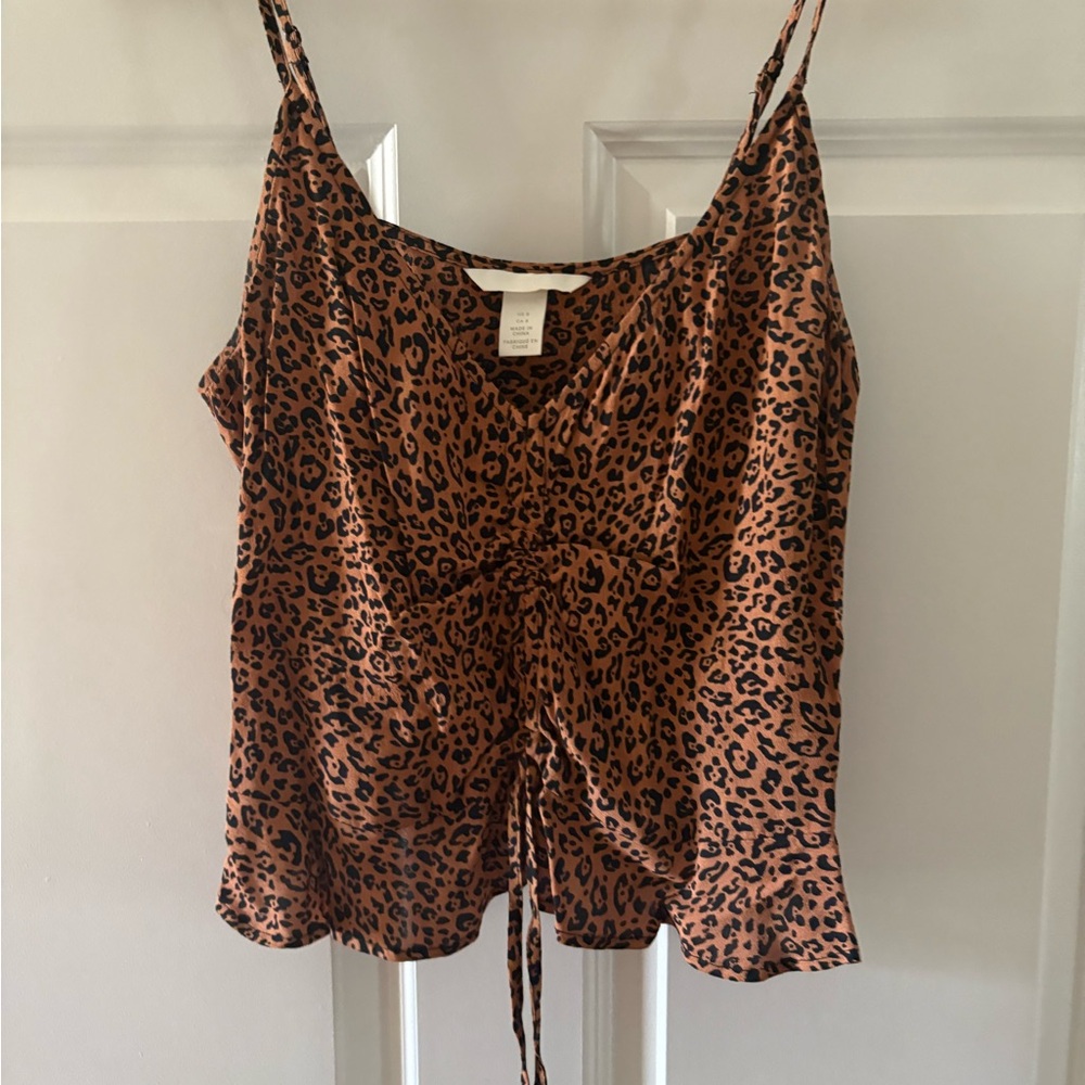 H&M Brown and Black Ruched Camisole Top